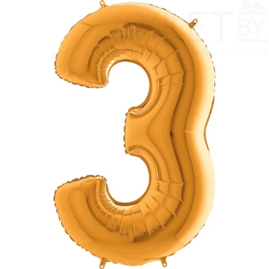 Шар (40''/102 см) Цифра, 3, Золото