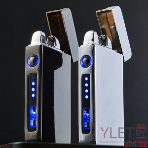 Импульсная зажигалка Lighter двойная индикатор сбоку Глянцевая