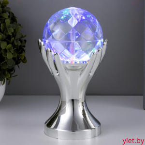 Светильник проектор ночник вращающийся диско-шар "Рука", серебро