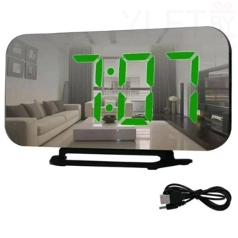 Часы зеркальные в розетку DS-3625L (зеленые цифры)