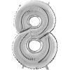 Шар (40"/ 102 см) Цифра, 8, Серебро