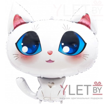 Шар (40"/102 см) Фигура, Котенок. Белый