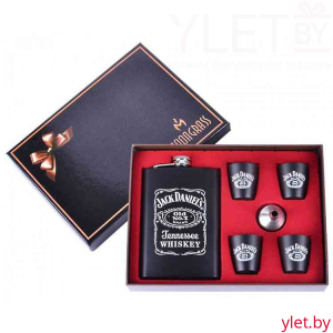Набор фляжка и стопки Jack Daniels черный