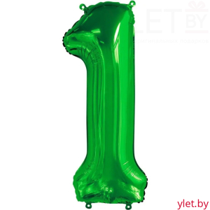 Шар (34''/86 см) Цифра, 1, Slim, Зеленый