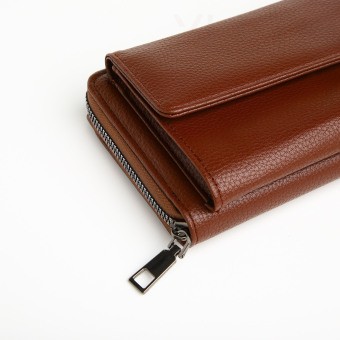 Портмоне-клатч мужской на молнии "Гранд", с наружным карманом, цвет коричневый