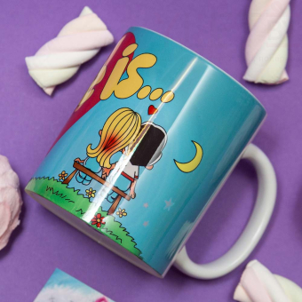 Кружка Love is Сердце голубая