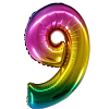 Шар (34''/86 см) Цифра, 9, Радужный, Градиент
