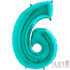 Шар (40"/102 см) Цифра, 6, Бирюзовый Tiffany