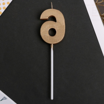 Свеча в торт цифра 6, Шампань