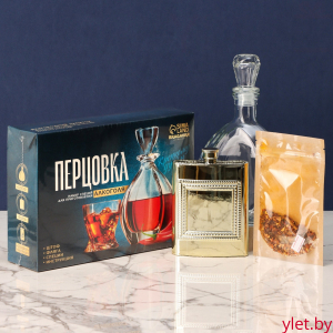 Набор для приготовления алкоголя «Крепкому духом»: набор трав и специй 7 г., штоф 500 мл., фляжка 240 мл., инструкция