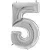 Шар (40''/102 см) Цифра, 5, Серебро