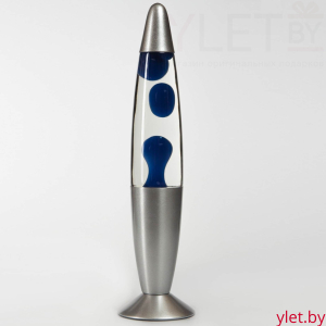 Лава лампа с воском в сером корпусе 35 см Синяя С ДЕФЕКТОМ