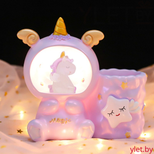 Ночник - подставка для канцелярских принадлежностей «Magic unicorn», pink (13,5 см), пластик
