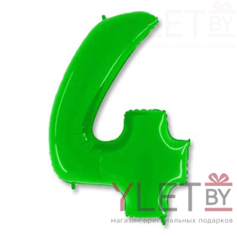 Шар (40''/102 см) Цифра 4, Яркий лайм