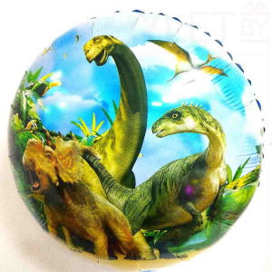 Шар (18''/46 см) Круг,  Динозавры Юрского периода