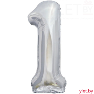 Шар (34''/86 см) Цифра, 1, Серебро