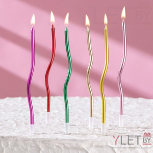 Свечи для торта Серпантин разноцветные, 6 шт