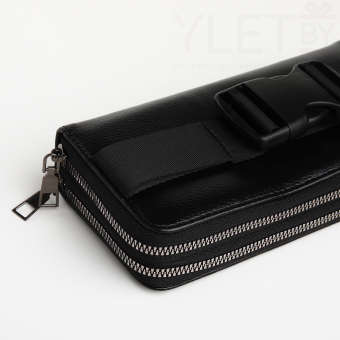 Портмоне-клатч мужской "Премиум" на молнии, цвет чёрный