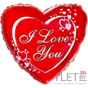 Шар (18''/46 см) Сердце, Я люблю тебя. Влюбленные сердца, Красный