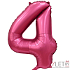 Шар (34''/86 см) Цифра, 4, Бордовый, Сатин