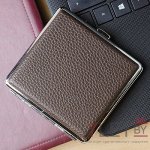 Портсигар коричневый под кожу. Вид 2