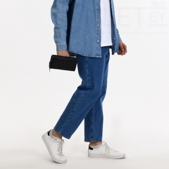 Портмоне-клатч мужской "Премиум" на молнии, цвет чёрный