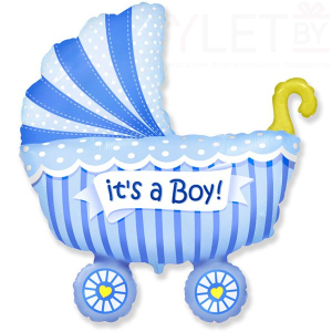 Шар (40''/102 см) Коляска для мальчика, Голубой