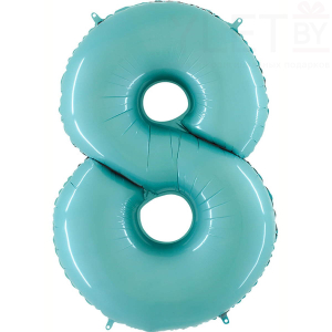 Шар (40"/102 см) Цифра, 8, Пастель голубой