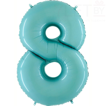 Шар (40"/102 см) Цифра, 8, Пастель голубой