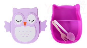 Ланч-бокс "Сова" сиреневая, контейнер для еды