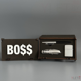 Подарочный набор " BO$$ " (Ручка, бензиновая зажигалка, мультитул)