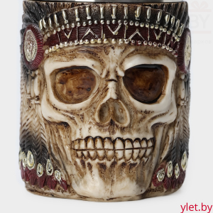 Кружка из нержавеющей стали «Череп индеец», 400 мл (металл внутри)