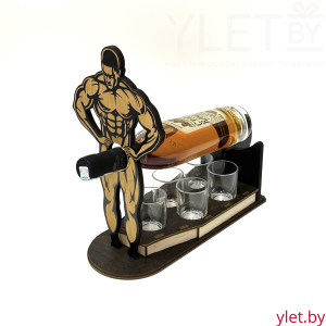 Мини-бар под бутылку и 5 рюмок "Мужик"