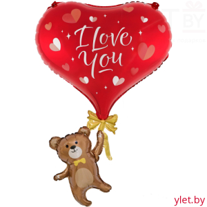 Шар (33''/84 см) Фигура, Мишка с сердцем