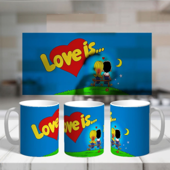 Кружка Love is Сердце голубая