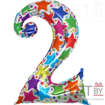 Шар (40″/102 см) Цифра, 2 Звезды, дизайнерская