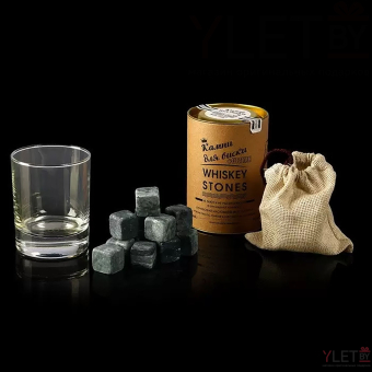 Камни для виски, 12 штук + стакан