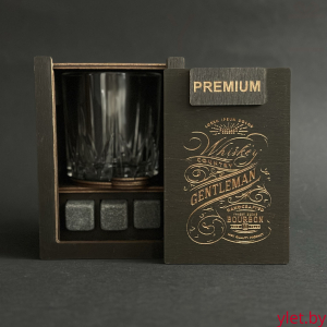 Набор для виски Premium «Gentelman » (cтакан + 3 камня)