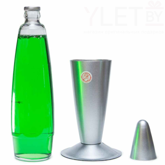 Лава лампа с блёстками в сером корпусе 35 см Зеленая