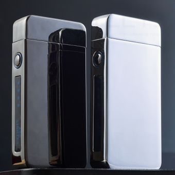 Импульсная зажигалка Lighter двойная индикатор сбоку Глянцевая