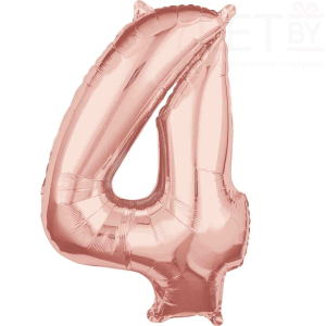 Шар (40''/102 см) Цифра, 4, Розовое Золото