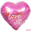 Шар (18''/46)  Сердце, Люблю тебя (парящие сердца), Розовый