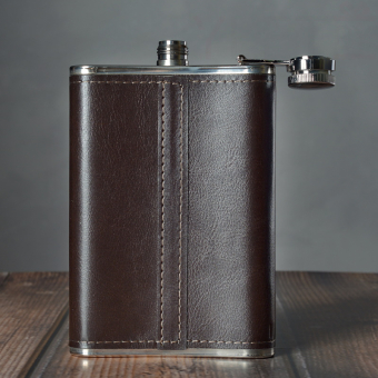 Набор фляжка и стопки Jack Daniels с табличкой, Темный коричневый