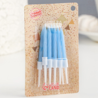 Свечи для торта Неон синие, 10 шт