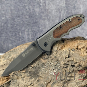 Нож складной механический Boker серый матовый DA48