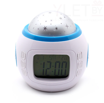 Часы будильник музыкальные с проектором звездного неба