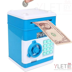 Копилка сейф Голубая большая