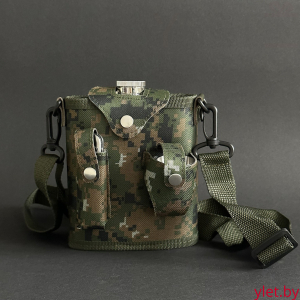 Набор походный 5 предметов черный (фляжка 530 мл, мультитул, 3 стопки, ремень для переноски)