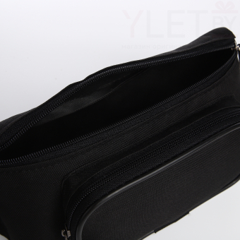 Сумка поясная "Бруклин" на молнии, 25*5*11 см, наружный карман, черный