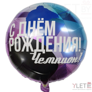 Шар (18''/46 см) Круг, С Днем Рождения Чемпион, Хоккеист